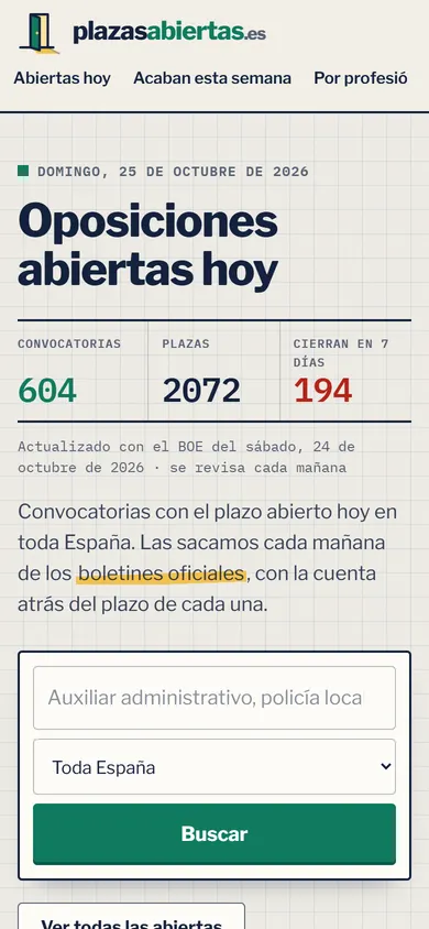 Plazas Abiertas en el móvil